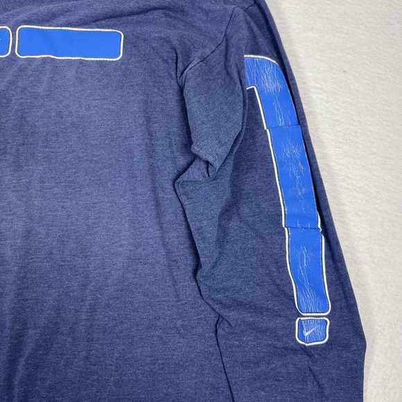Vintage Nike Shirt Mens 2XL Blue Long Sleeve USA Made Swoosh 90s Athletic Tee - Picture 8 of 11